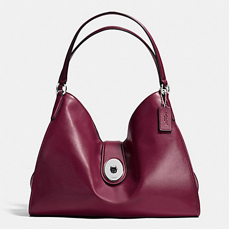 COACH CARLYLE SHOULDER BAG IN SMOOTH LEATHER - SILVER/BURGUNDY - f37637