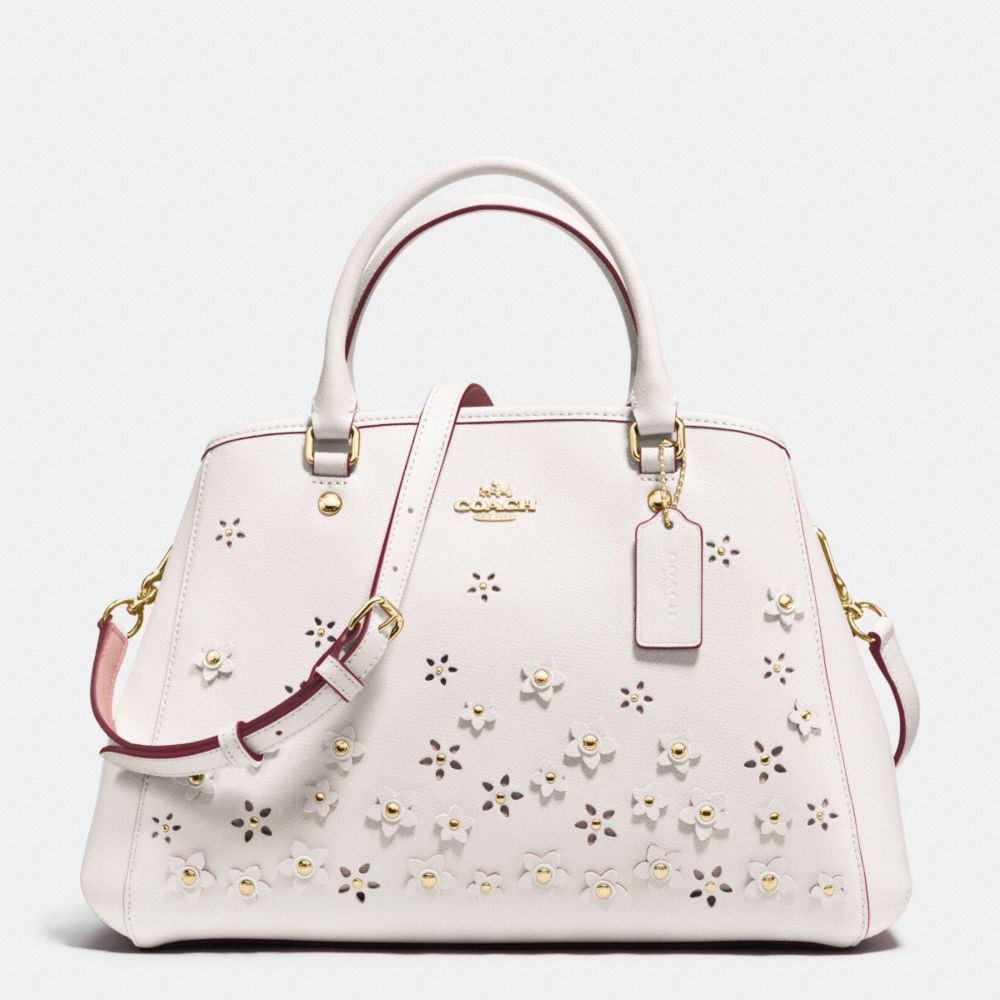 COACH F37659 - SMALL MARGOT CARRYALL IN FLORAL APPLIQUE LEATHER  IMITATION GOLD/CHALK