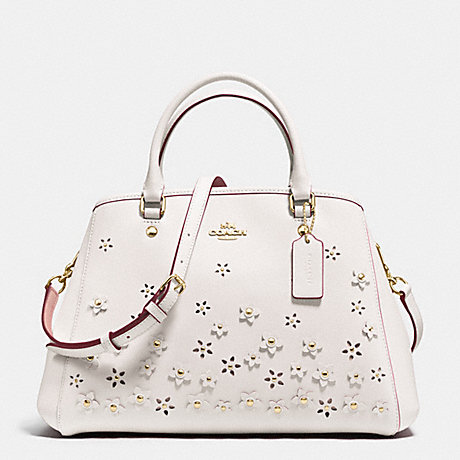 COACH f37659 SMALL MARGOT CARRYALL IN FLORAL APPLIQUE LEATHER  IMITATION GOLD/CHALK