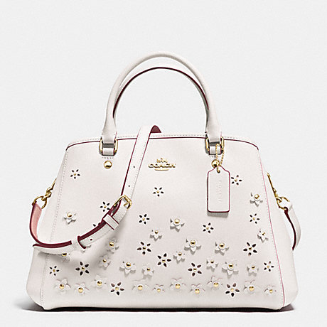 SMALL MARGOT CARRYALL IN FLORAL APPLIQUE LEATHER - COACH F37659 - IMITATION GOLD/CHALK