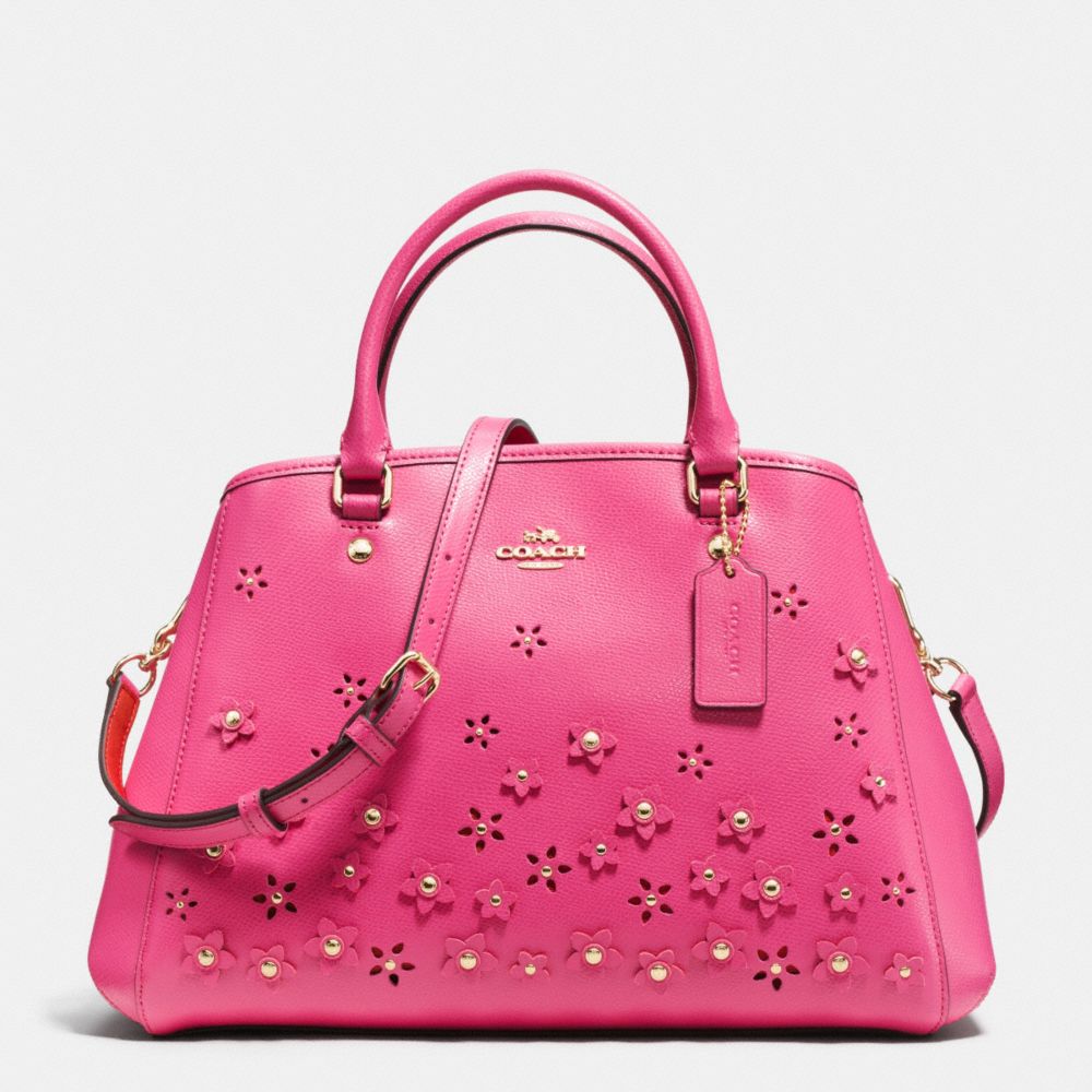 SMALL MARGOT CARRYALL IN FLORAL APPLIQUE LEATHER - COACH F37659 -  IMITATION GOLD/DAHLIA