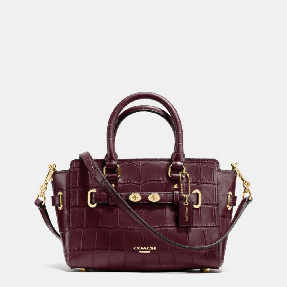 COACH F37665 Mini Blake Carryall In Croc Embossed Leather IMITATION GOLD/OXBLOOD