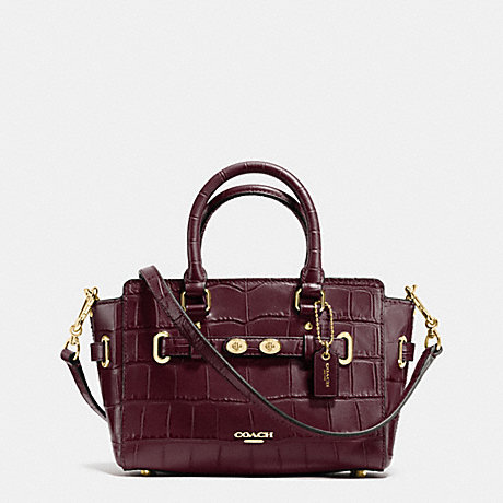 COACH MINI BLAKE CARRYALL IN CROC EMBOSSED LEATHER - IMITATION GOLD/OXBLOOD - f37665