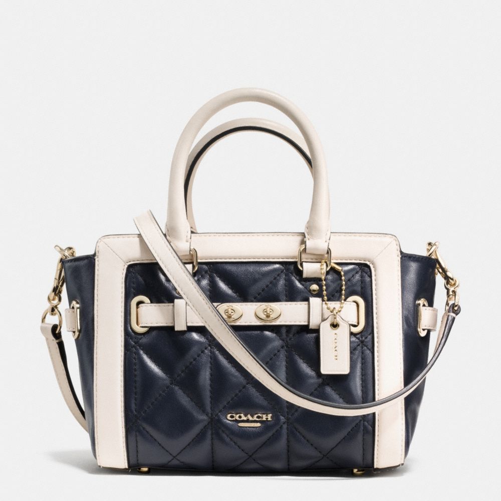 MINI BLAKE CARRYALL IN QUILTED COLORBLOCK LEATHER - f37666 - IMITATION GOLD/MIDNIGHT/CHALK