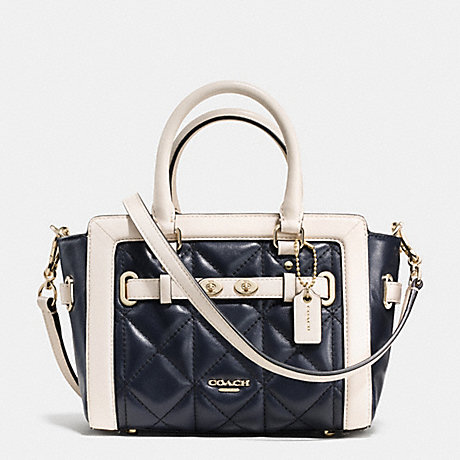 COACH MINI BLAKE CARRYALL IN QUILTED COLORBLOCK LEATHER - IMITATION GOLD/MIDNIGHT/CHALK - f37666