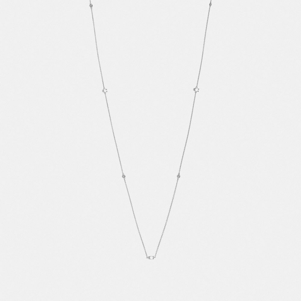 COACH SIGNATURE CHAIN LONG NECKLACE - SILVER - F37670