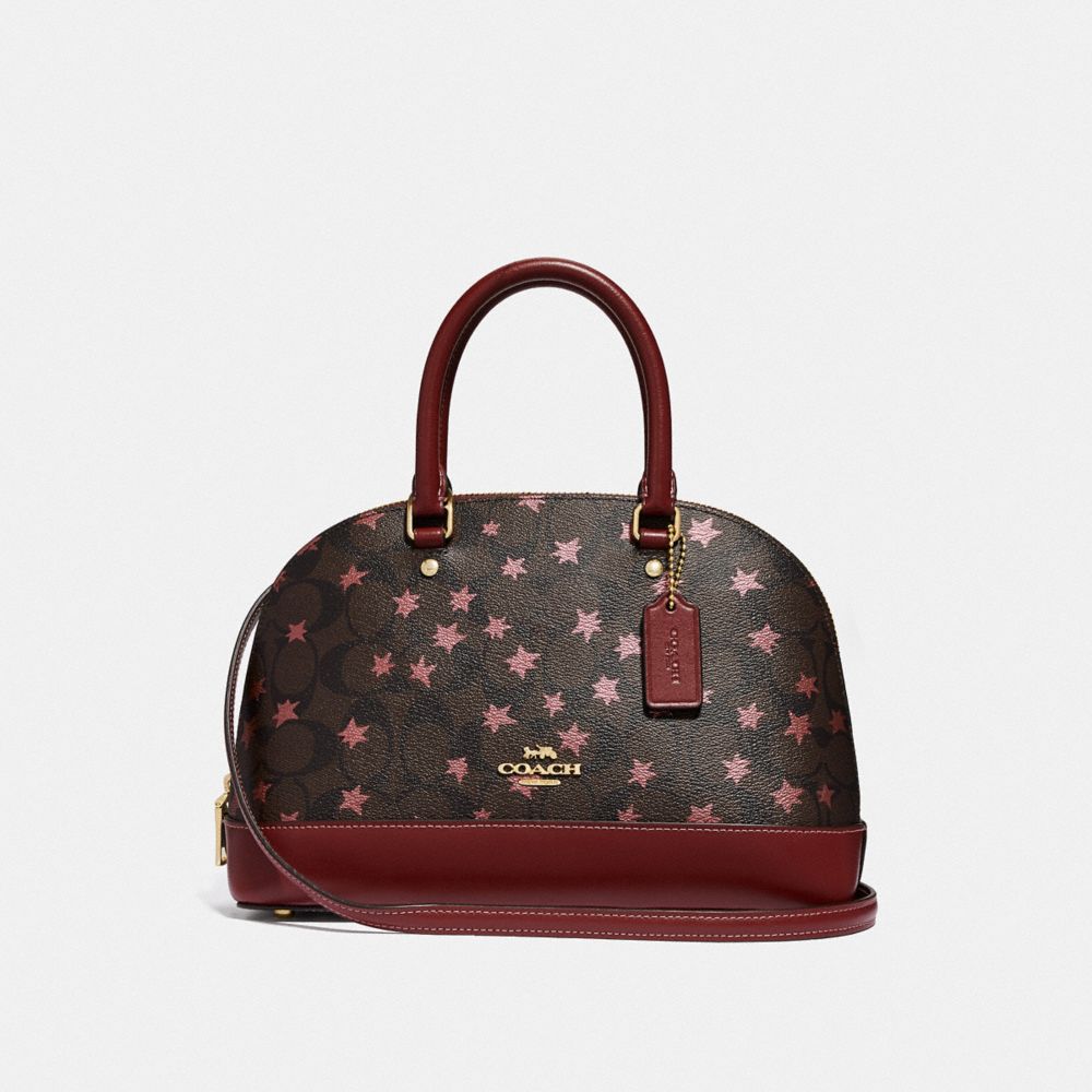 MINI SIERRA SATCHEL IN SIGNATURE CANVAS WITH POP STAR PRINT - F37673 - BROWN MULTI/LIGHT GOLD