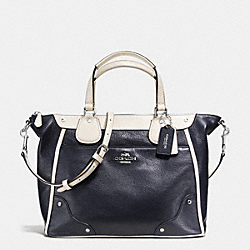 MICKIE SATCHEL IN SPECTATOR LEATHER - f37679 - SILVER/MIDNIGHT/CHALK