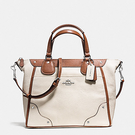 COACH MICKIE SATCHEL IN SPECTATOR LEATHER - SILVER/CHALK/SADDLE - f37679