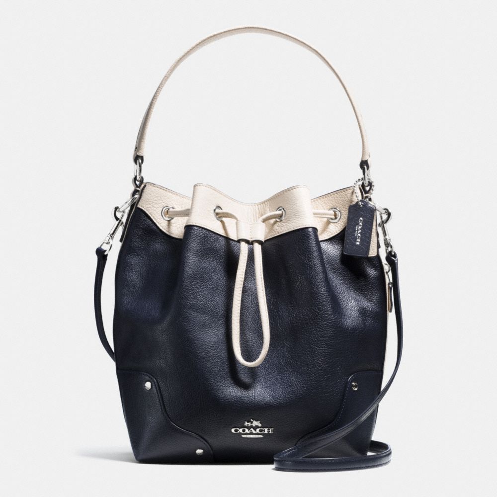 MICKIE DRAWSTRING SHOULDER BAG IN SPECTATOR LEATHER - SILVER/MIDNIGHT/CHALK - COACH F37680