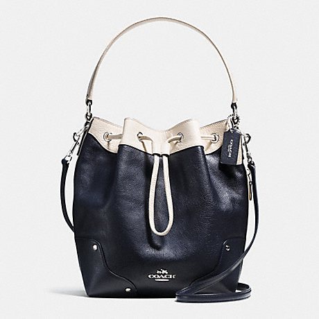COACH F37680 MICKIE DRAWSTRING SHOULDER BAG IN SPECTATOR LEATHER SILVER/MIDNIGHT/CHALK