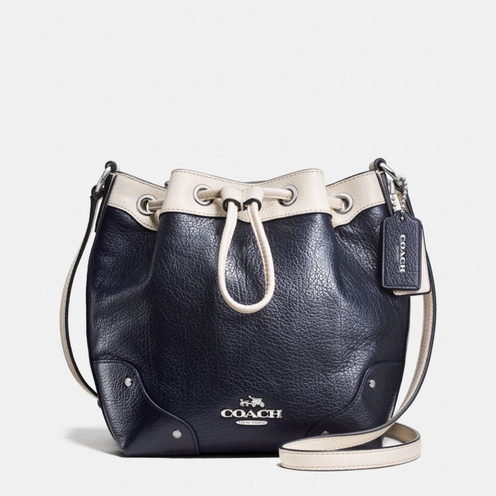 BABY MICKIE DRAWSTRING SHOULDER BAG IN SPECTATOR LEATHER - f37682 - SILVER/MIDNIGHT/CHALK