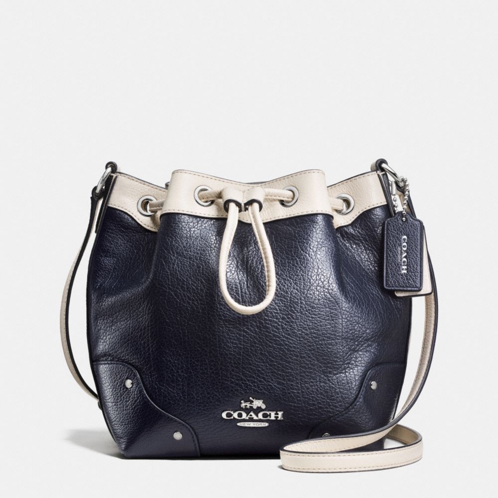 COACH F37682 - BABY MICKIE DRAWSTRING SHOULDER BAG IN SPECTATOR LEATHER SILVER/MIDNIGHT/CHALK