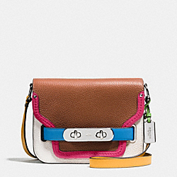 COACH F37691 - COACH SWAGGER SHOULDER BAG IN RAINBOW COLORBLOCK LEATHER SILVER/SADDLE MULTI