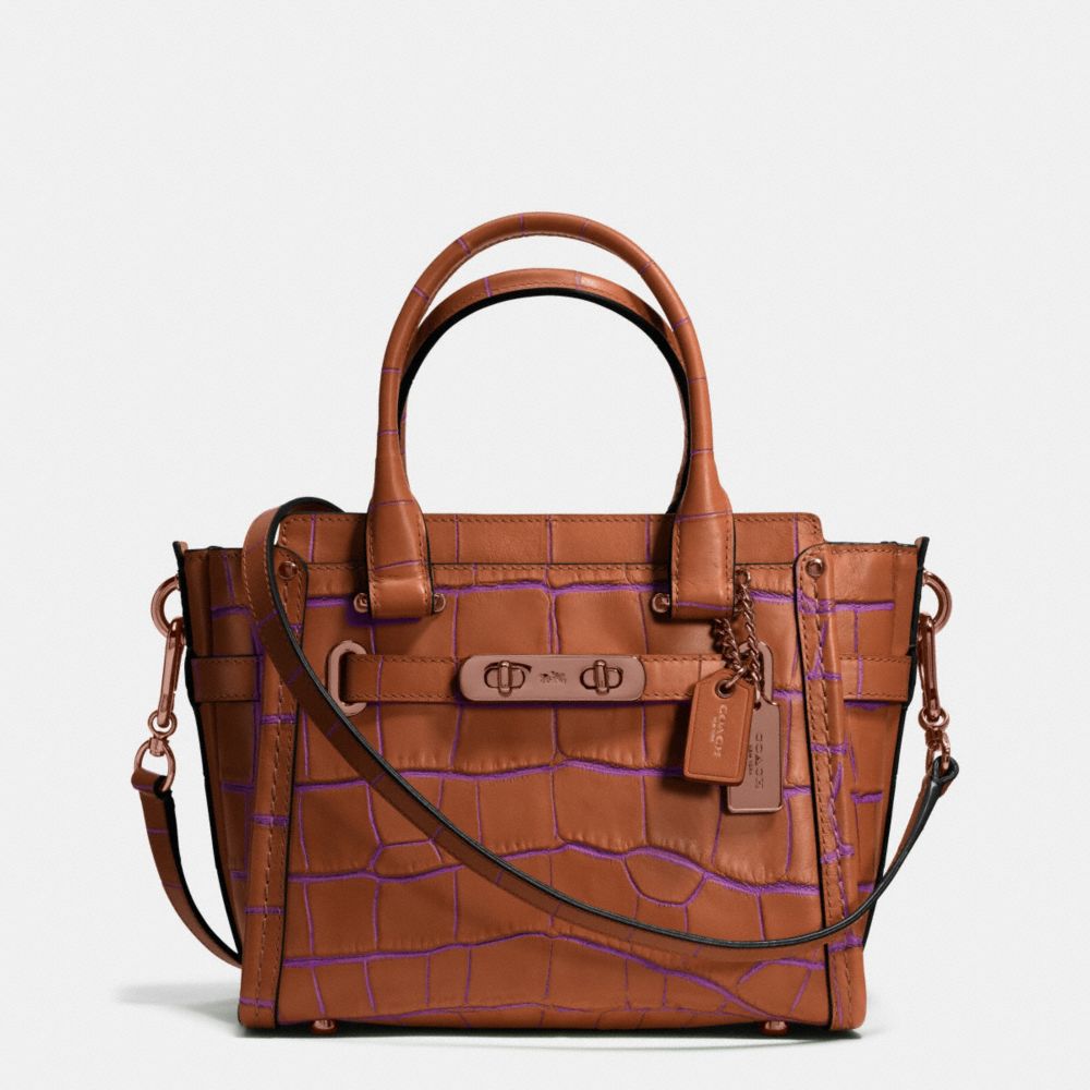 COACH COACH SWAGGER 21 IN CONTRAST EXOTIC EMBOSSED LEATHER - SADDLE/SADDLE - F37698