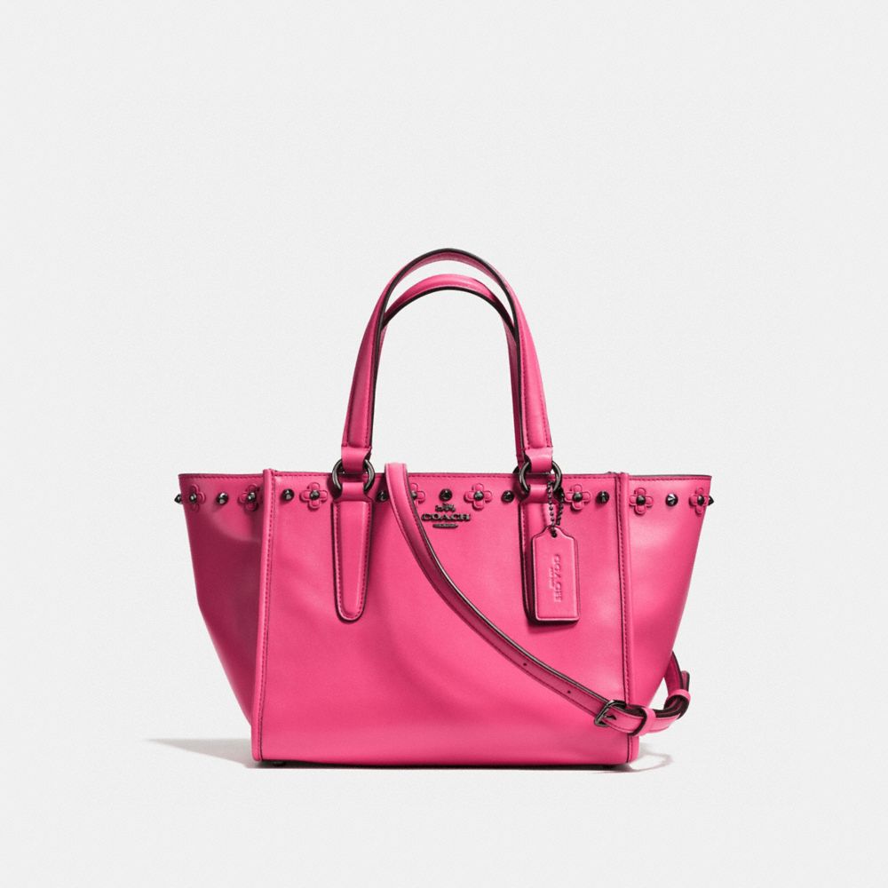 COACH F37707 - MINI CROSBY CARRYALL WITH FLORAL RIVETS DETAIL DK/DAHLIA