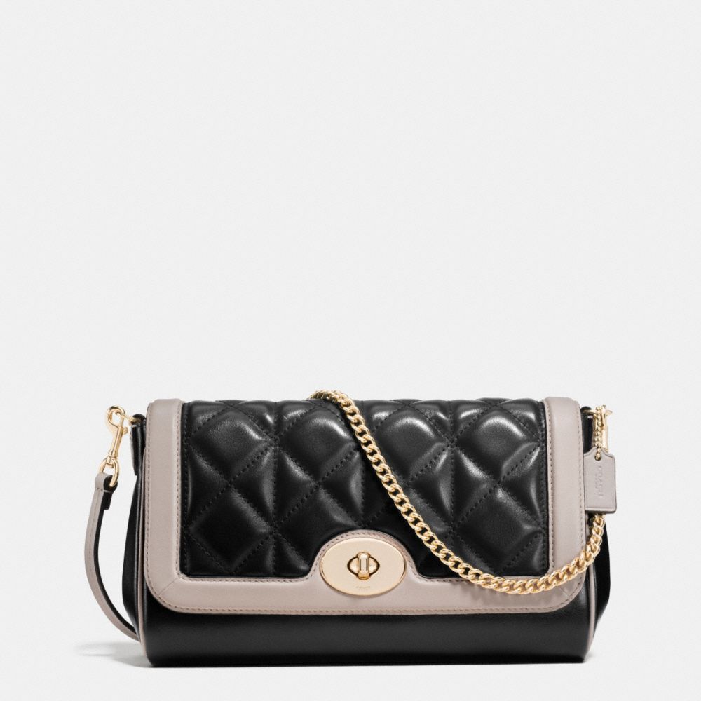 COACH F37723 RUBY CROSSBODY IN QUILTED CALF LEATHER IMITATION-GOLD/BLACK/GREY-BIRCH