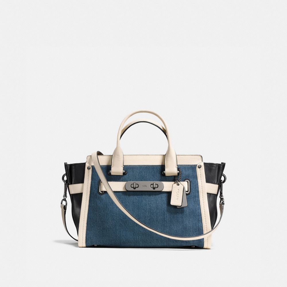 COACH SOFT SWAGGER IN COLORBLOCK DENIM - f37731 - DARK GUNMETAL/DENIM/WHITE