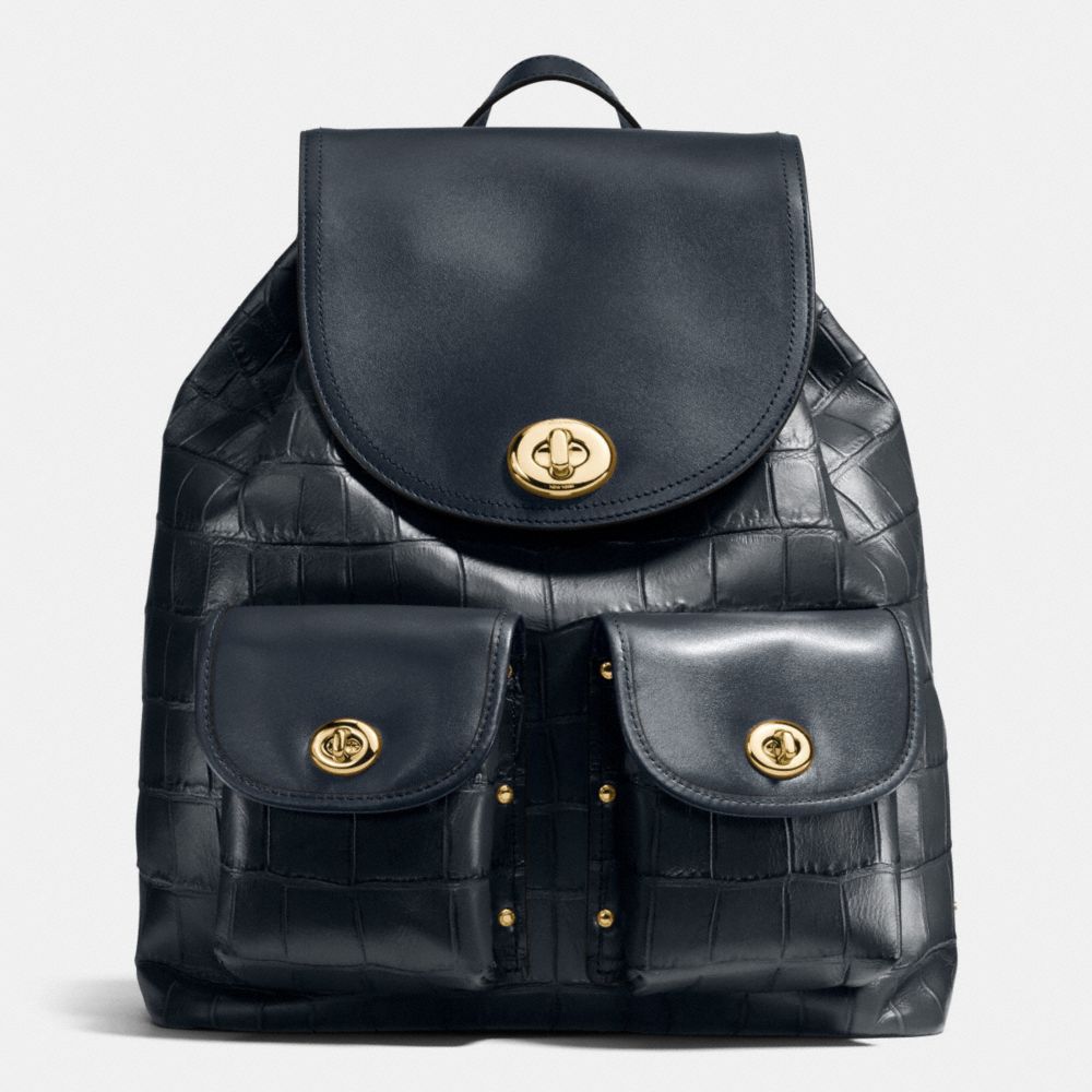 TURNLOCK RUCKSACK IN CROC EMBOSSED LEATHER - LIGHT GOLD/NAVY - COACH F37736