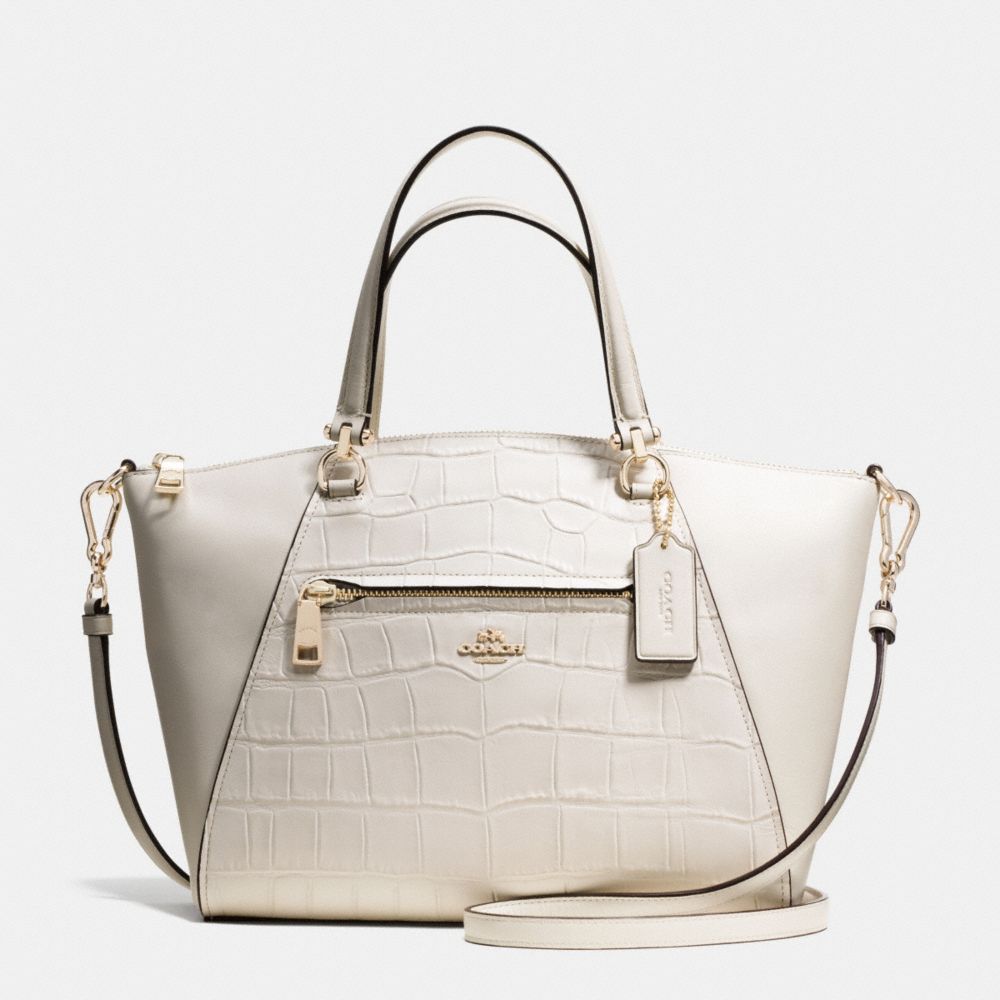 COACH f37737 PRAIRIE SATCHEL IN CROC EMBOSSED LEATHER LIGHT GOLD/CHALK