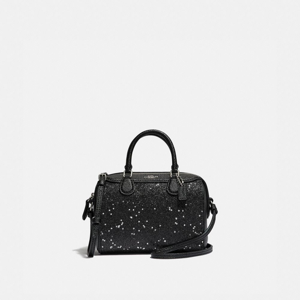 COACH F37747 MICRO BENNETT SATCHEL WITH STAR GLITTER BLACK/SILVER