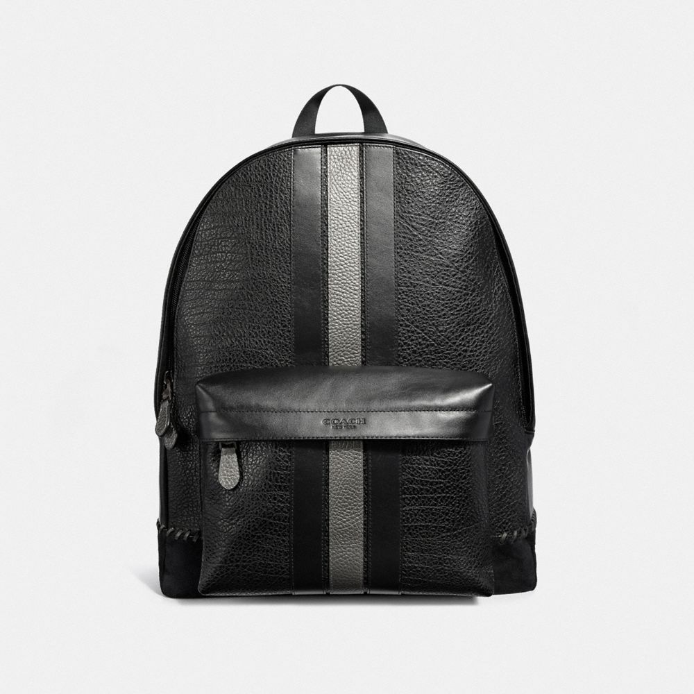 CHARLES BACKPACK WITH BASEBALL STITCH - F37749 - BLACK/BLACK ANTIQUE NICKEL