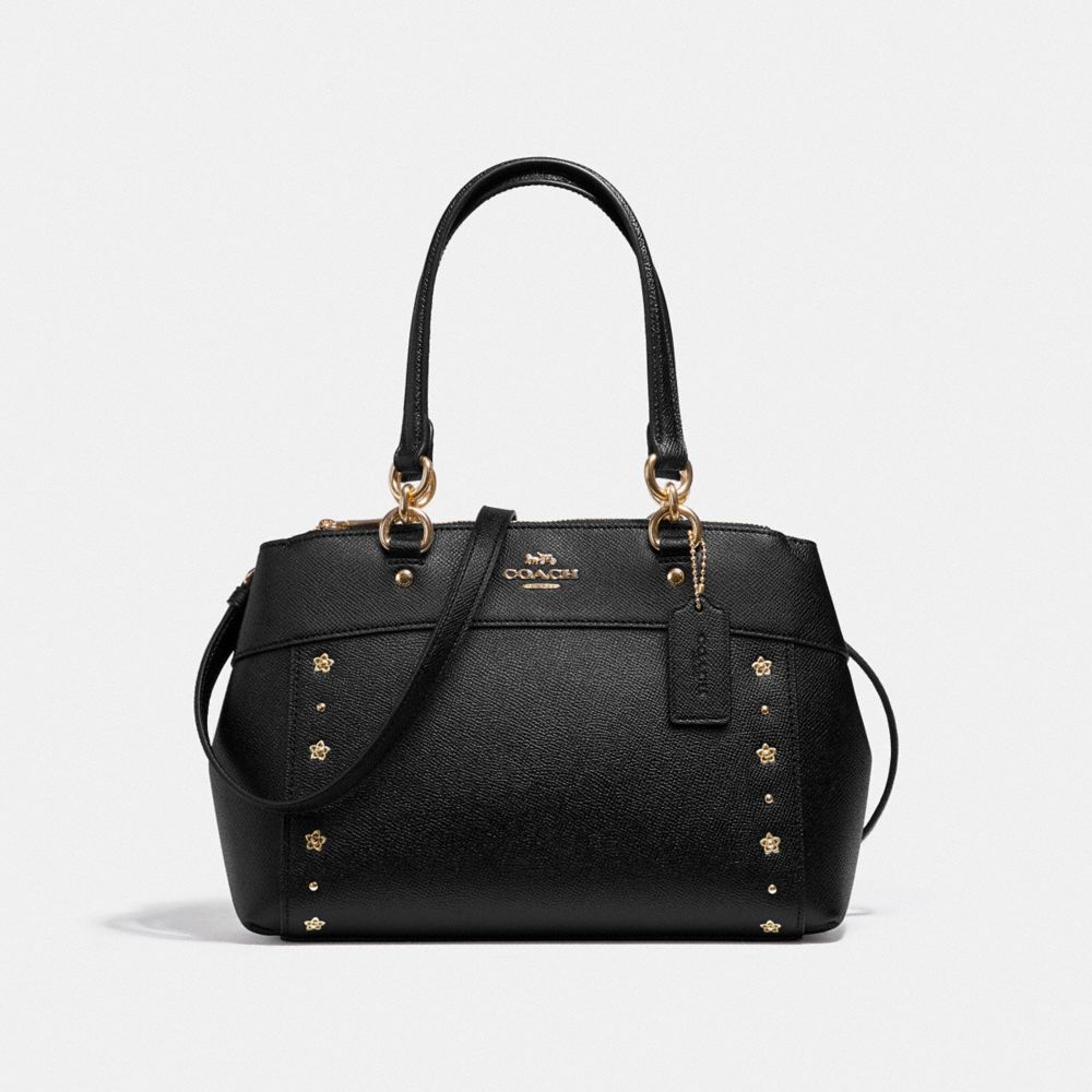 MINI BROOKE CARRYALL WITH FLORAL RIVETS - COACH F37754 - BLACK/LIGHT GOLD