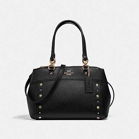 COACH MINI BROOKE CARRYALL WITH FLORAL RIVETS - BLACK/LIGHT GOLD - F37754