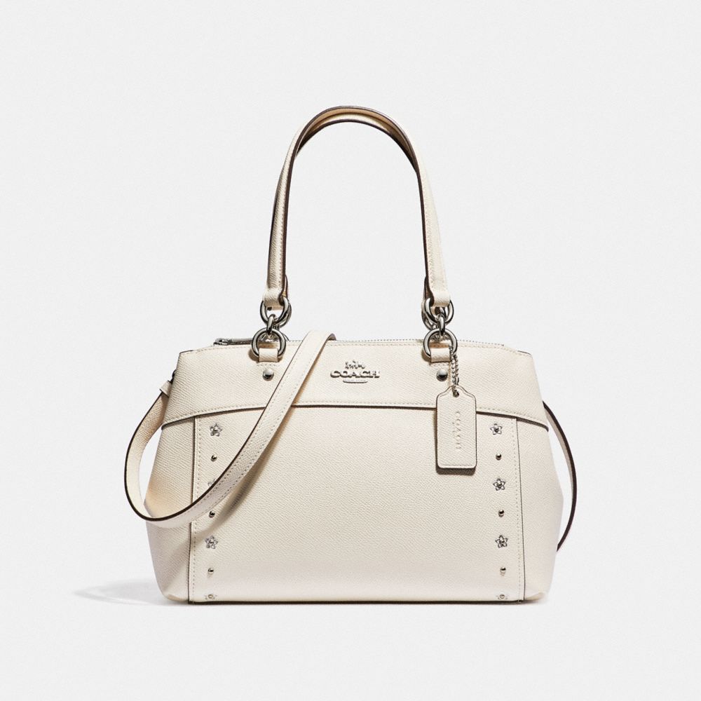 MINI BROOKE CARRYALL WITH FLORAL RIVETS - COACH F37754 - CHALK/SILVER