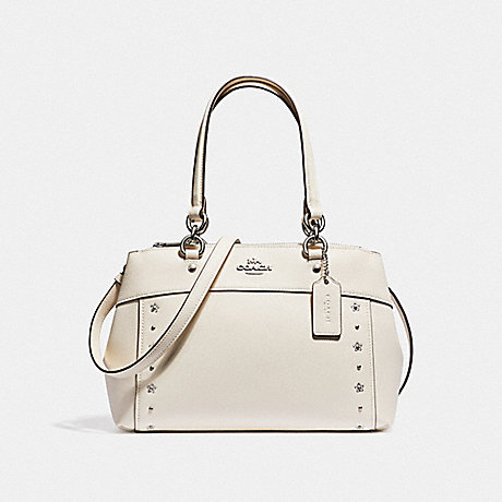 COACH MINI BROOKE CARRYALL WITH FLORAL RIVETS - CHALK/SILVER - F37754