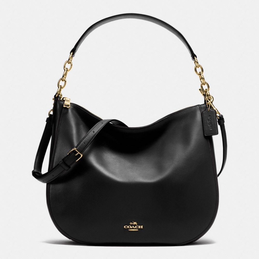 COACH f37755 CHELSEA HOBO 32 IN CALF LEATHER LIGHT GOLD/BLACK