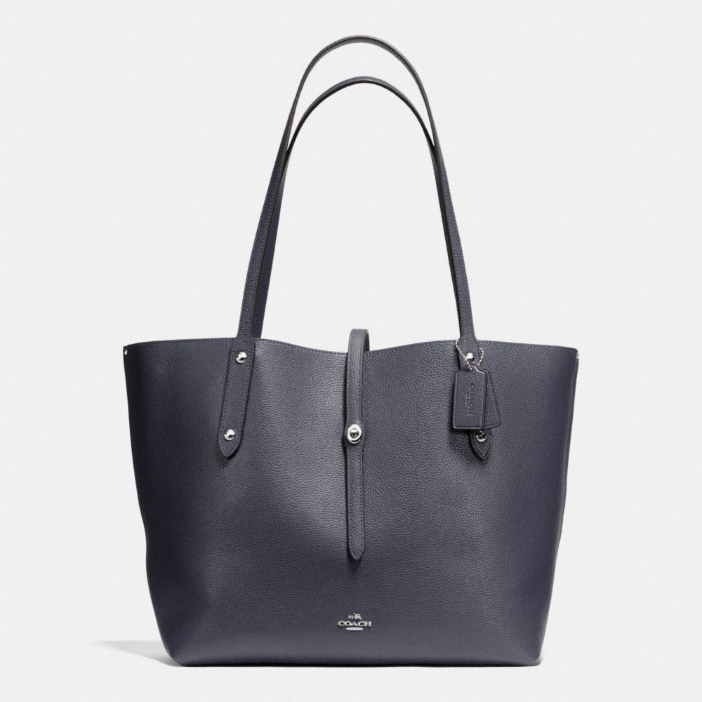 MARKET TOTE IN PEBBLE LEATHER - SILVER/NAVY/AZURE - COACH F37756