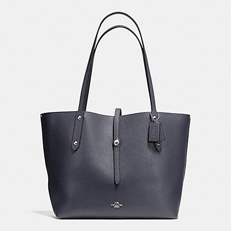 COACH F37756 MARKET TOTE IN PEBBLE LEATHER SILVER/NAVY/AZURE