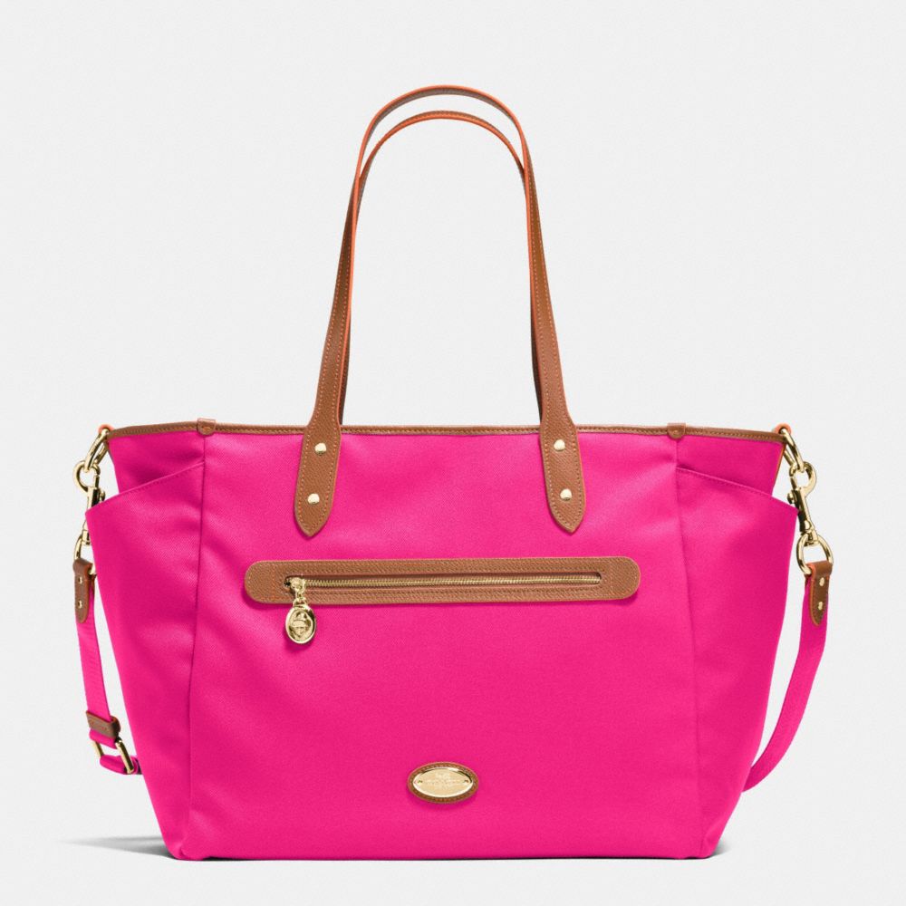 COACH F37758 Sawyer Baby Bag In Polyester Twill IMITATION GOLD/PINK RUBY