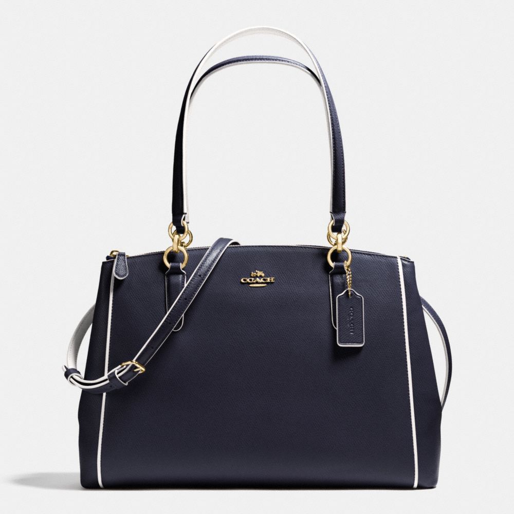 CHRISTIE CARRYALL IN EDGEPAINT CROSSGRAIN LEATHER - f37764 - IMITATION GOLD/MIDNIGHT/CHALK