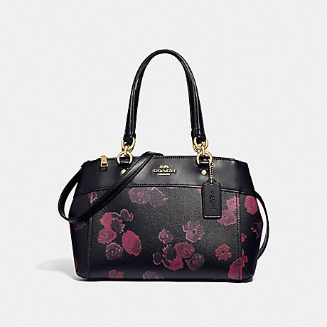COACH MINI BROOKE CARRYALL WITH HALFTONE FLORAL PRINT - BLACK/WINE/LIGHT GOLD - F37774