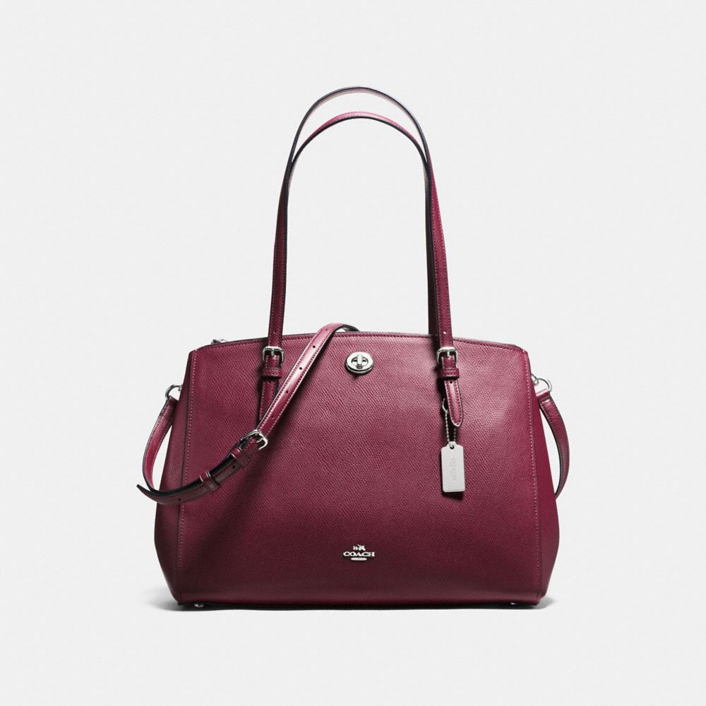 COACH TURNLOCK CARRYALL - SILVER/BURGUNDY - F37776