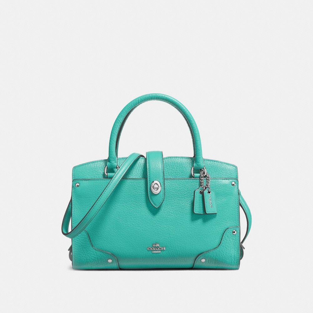 COACH F37779 Mercer Satchel 24 In Grain Leather SILVER/AQUA