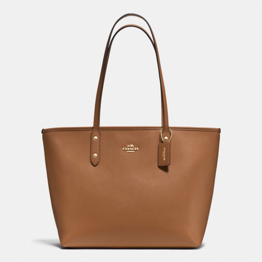 COACH F37785 - CITY ZIP TOTE IN CROSSGRAIN LEATHER IMITATION GOLD/SADDLE