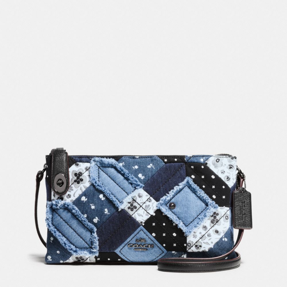 COACH CROSBY CROSSBODY IN CANYON QUILT DENIM - DARK GUNMETAL/DENIM SKULL PRINT - f37790