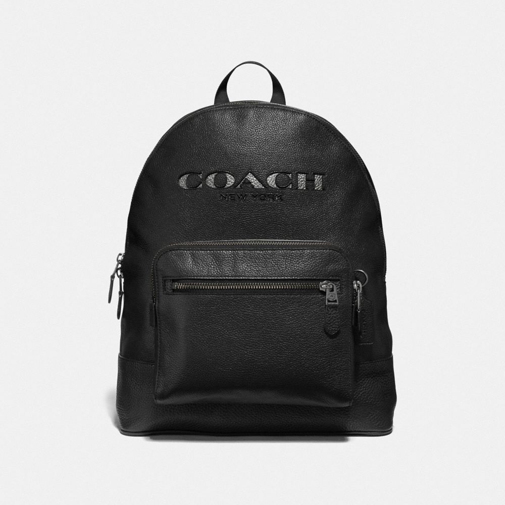 WEST BACKPACK WITH COACH CUT OUT - F37802 - BLACK MULTI/BLACK ANTIQUE NICKEL