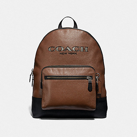 COACH F37802 WEST BACKPACK WITH COACH CUT OUT SADDLE-MULTI/BLACK-ANTIQUE-NICKEL