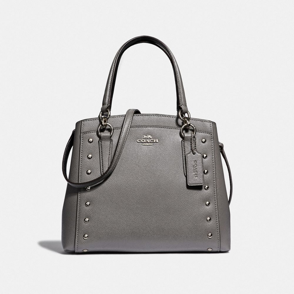 MINETTA CROSSBODY WITH LACQUER RIVETS - F37816 - HEATHER GREY/SILVER