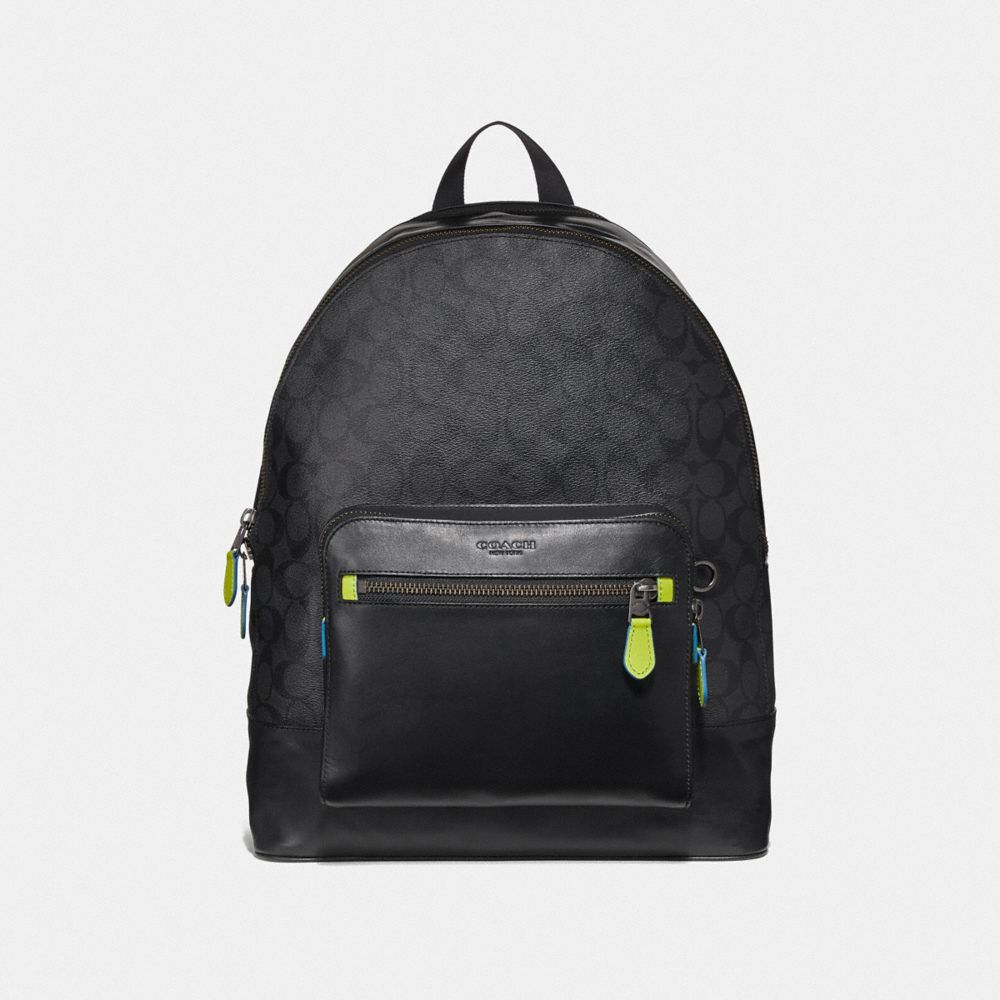 WEST BACKPACK IN SIGNATURE CANVAS - F37820 - BLACK/BLACK MULTI/BLACK ANTIQUE NICKEL