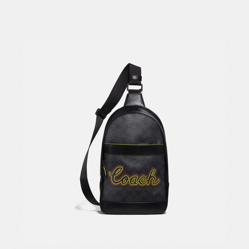 COACH CHARLES PACK IN SIGNATURE CANVAS WITH COACH SCRIPT - BLACK/BLACK MULTI/BLACK ANTIQUE NICKEL - F37821