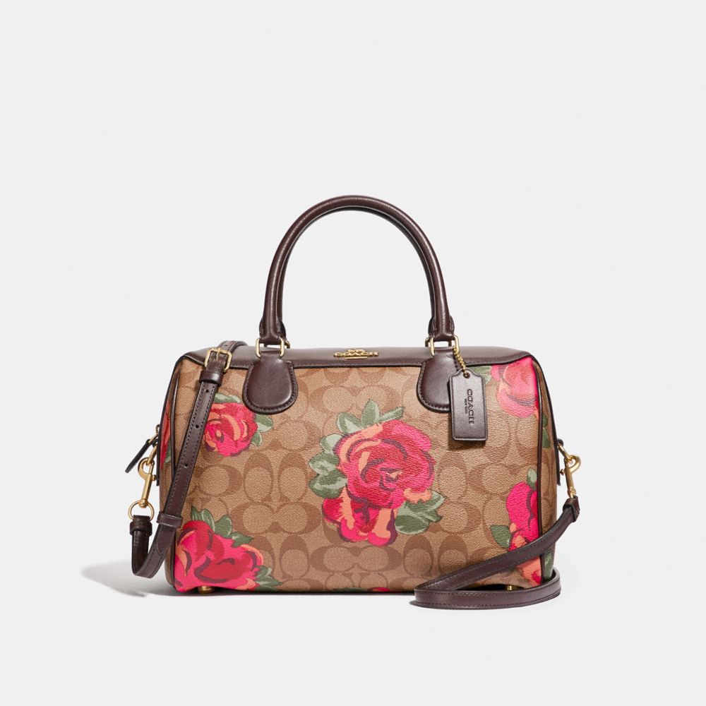 COACH F37845 Large Bennett Satchel In Signature Canvas With Jumbo Floral Print KHAKI/OXBLOOD MULTI/LIGHT GOLD