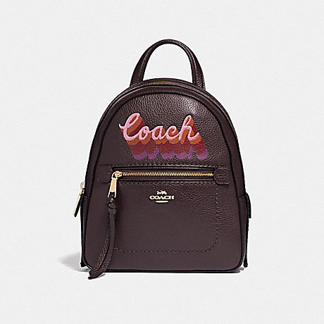 COACH F37846 ANDI BACKPACK WITH NEON COACH SCRIPT OXBLOOD-MULTI/LIGHT-GOLD