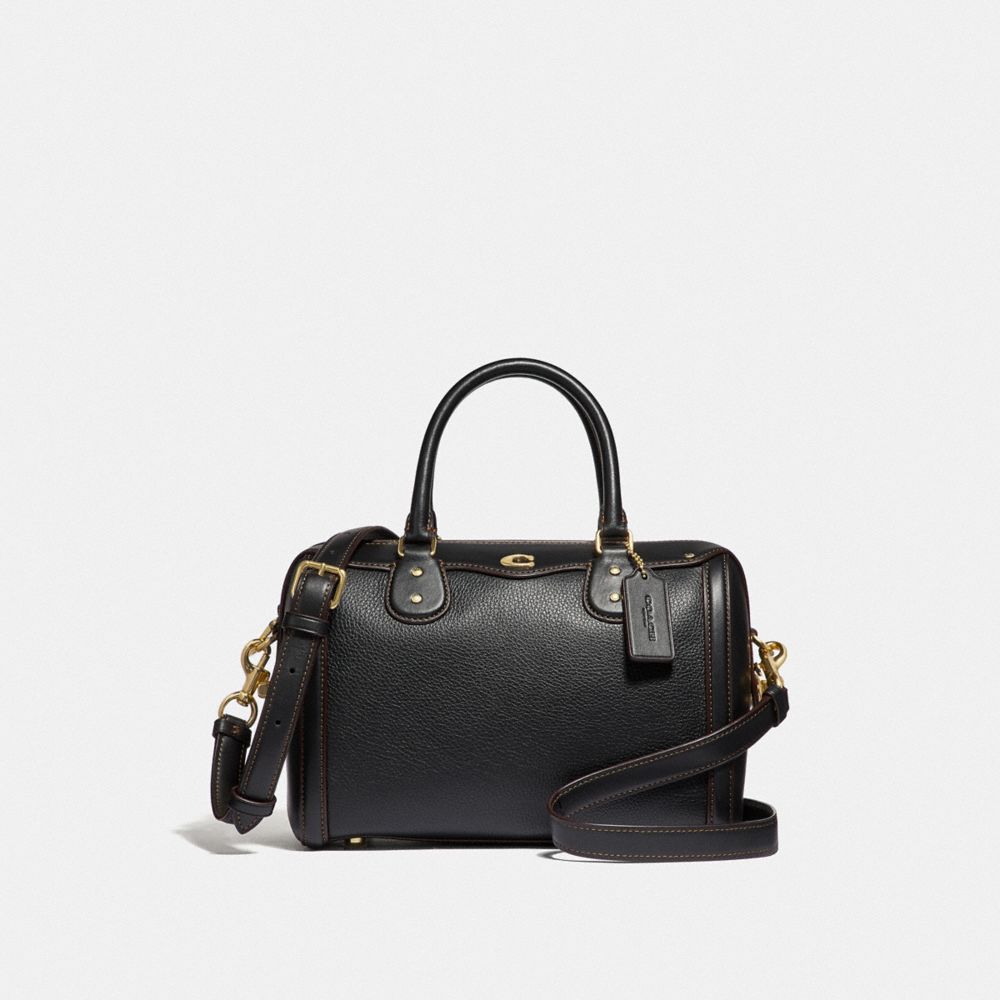 IVIE BENNETT SATCHEL - F37862 - BLACK/LIGHT GOLD