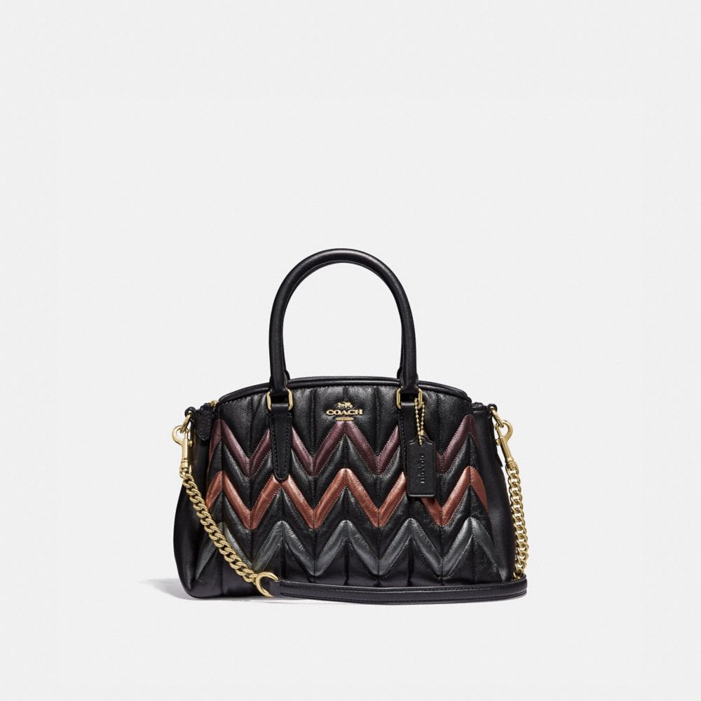 COACH F37872 MINI SAGE CARRYALL WITH QUILTING BLACK/MULTI/LIGHT-GOLD