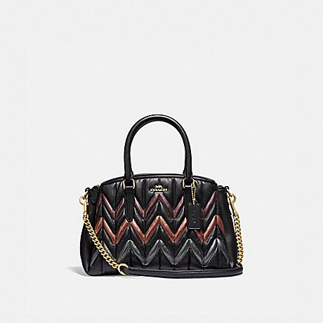COACH MINI SAGE CARRYALL WITH QUILTING - BLACK/MULTI/LIGHT GOLD - F37872
